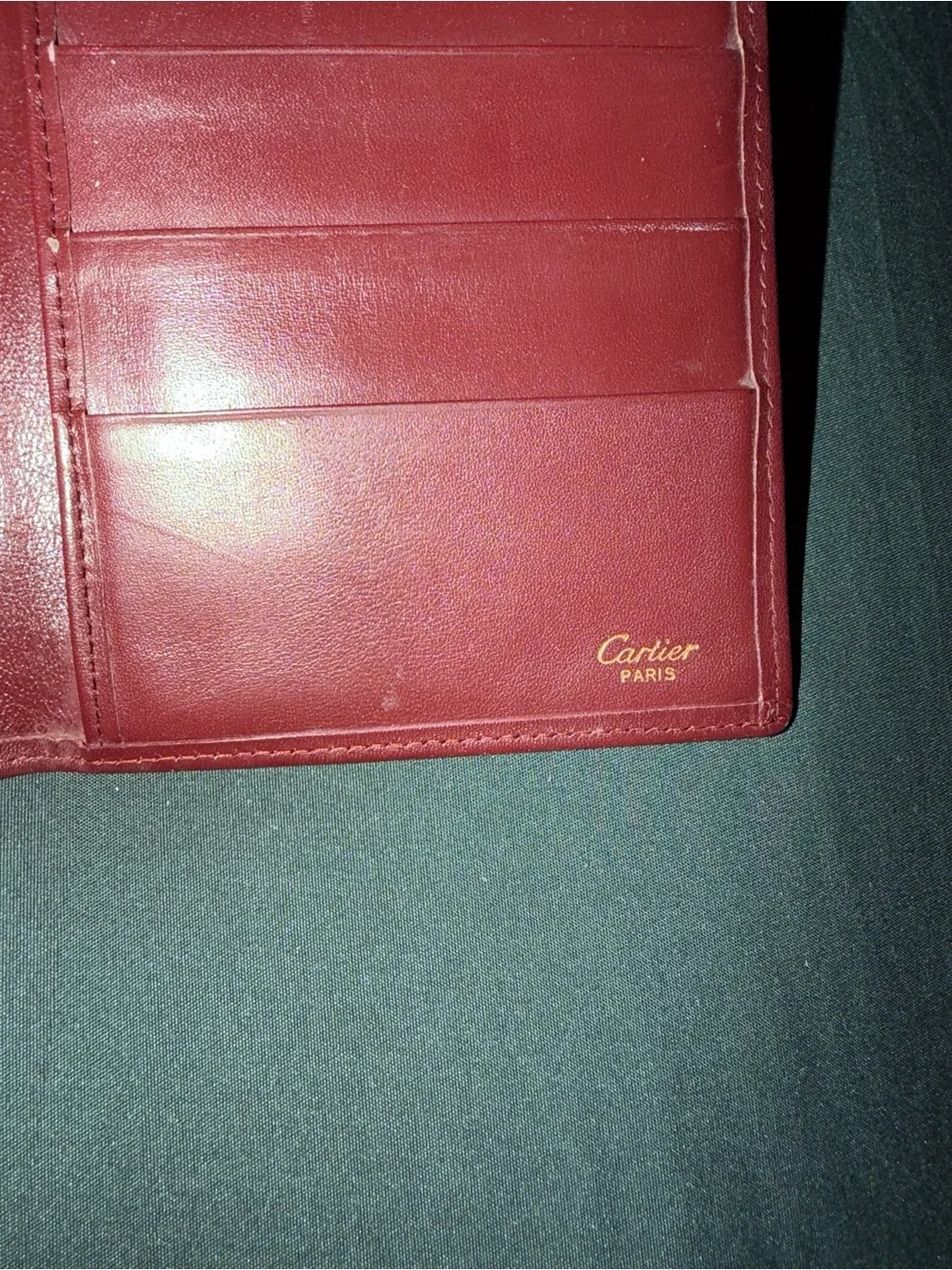 Cartier Burgundy Leather Wallet with Gold hardware Corners